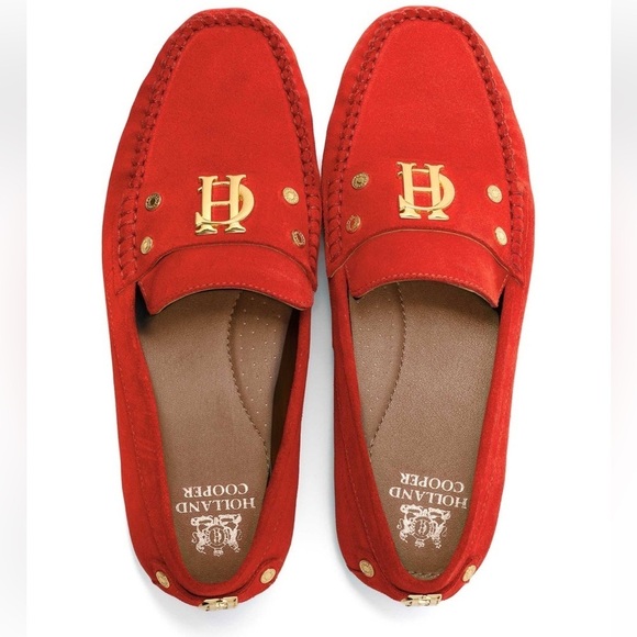 Holland Cooper Shoes - Holland Cooper Red Suede driving Loafers for Women
